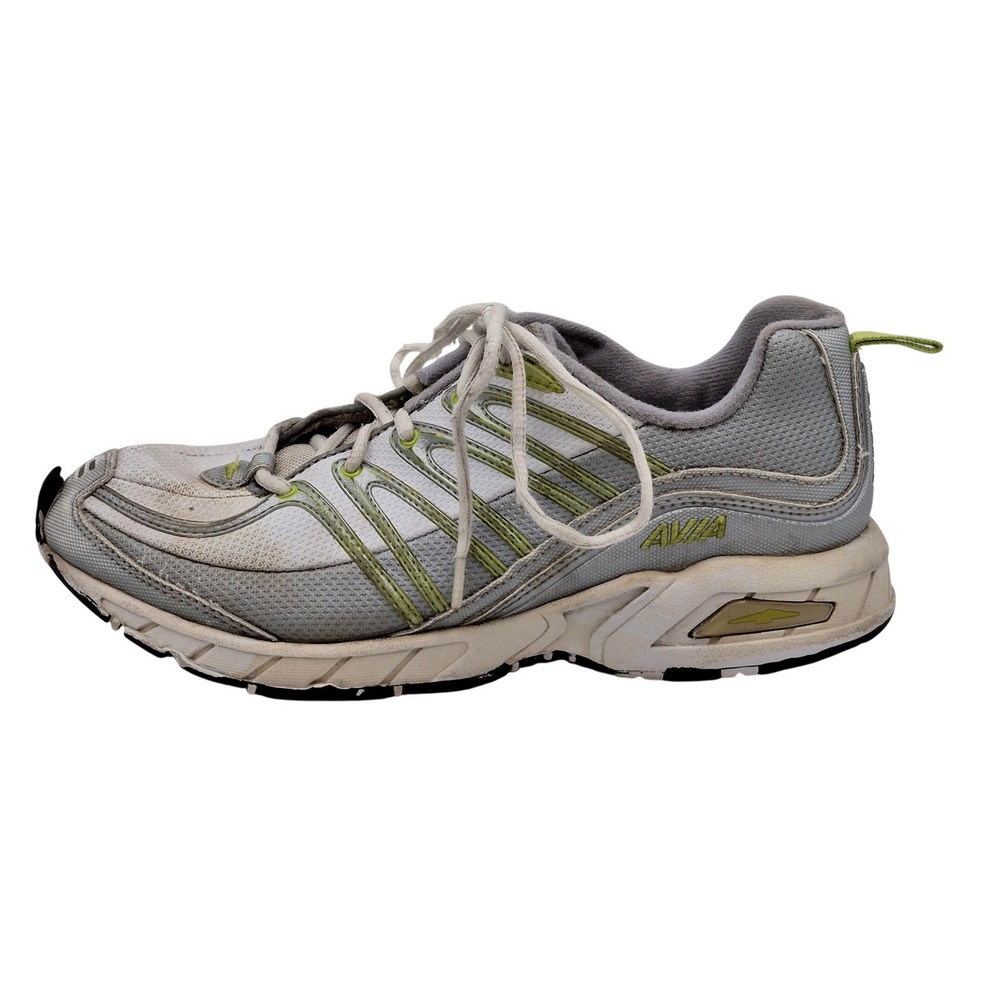 Avia Running Shoes Mens‎ Size 4 Gray White Green Mesh Lace Up Athletic A224AGWSK